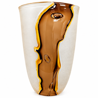 Anupam Premium Amber Brown & Frosted Glass Vase | Artistic Modern Decorative Flower Vase