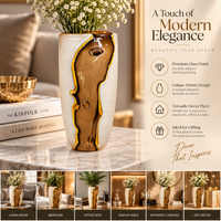 Anupam Premium Amber Brown & Frosted Glass Vase | Artistic Modern Decorative Flower Vase