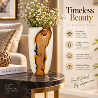 Anupam Premium Amber Brown & Frosted Glass Vase | Artistic Modern Decorative Flower Vase