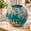 Anupam Premium Teal Green & Gold Round Decorative Vase | Artistic Modern Tabletop Flower Vase for Home Decor