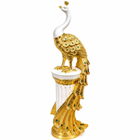Anupam Premium Golden Big Peacock Showpiece with White Pedestal | Luxury Decorative Figurine for Home & Office Decor - Size : 44''x10''x12'' Inch