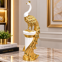 Anupam Premium Golden Big Peacock Showpiece with White Pedestal | Luxury Decorative Figurine for Home & Office Decor - Size : 44''x10''x12'' Inch