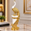 Anupam Premium Golden Big Peacock Showpiece with White Pedestal | Luxury Decorative Figurine for Home & Office Decor - Size : 44''x10''x12'' Inch