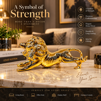 Anupam Premium Majestic Golden Lion Decorative Showpiece | Luxury Home & Office Decor Figurine