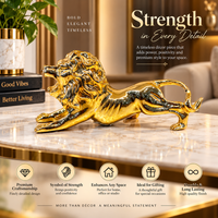 Anupam Premium Majestic Golden Lion Decorative Showpiece | Luxury Home & Office Decor Figurine