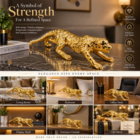 Anupam Premium Luxury Golden Leopard Decorative Showpiece | Premium Home & Office Decor Figurine