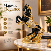 Anupam Premium Royal Black & Gold Rearing Horse Showpiece | Luxury Home & Office Decor Figurine