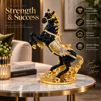 Anupam Premium Royal Black & Gold Rearing Horse Showpiece | Luxury Home & Office Decor Figurine