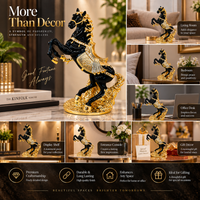 Anupam Premium Royal Black & Gold Rearing Horse Showpiece | Luxury Home & Office Decor Figurine
