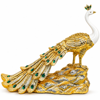 Anupam Premium Luxury Golden Peacock Decorative Showpiece | White & Gold Premium Home Decor Figurine