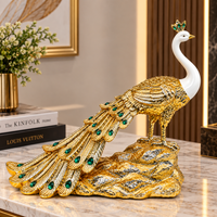 Anupam Premium Luxury Golden Peacock Decorative Showpiece | White & Gold Premium Home Decor Figurine