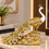 Anupam Premium Luxury Golden Peacock Decorative Showpiece | White & Gold Premium Home Decor Figurine