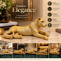 Anupam Premium Luxury Golden Leopard Resting Showpiece | Premium Home & Office Decor Figurine