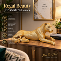 Anupam Premium Luxury Golden Leopard Resting Showpiece | Premium Home & Office Decor Figurine