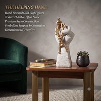 Anupam Premium Golden Helping Hand Climbing Showpiece with White Rock Base | Teamwork & Success Décor Figurine