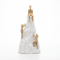 Anupam Premium Golden Mountain Climbing Success Showpiece with White Rock Base | Motivational Home & Office Décor