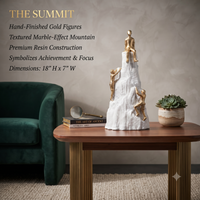 Anupam Premium Golden Mountain Climbing Success Showpiece with White Rock Base | Motivational Home & Office Décor