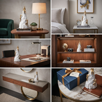 Anupam Premium Golden Mountain Climbing Success Showpiece with White Rock Base | Motivational Home & Office Décor