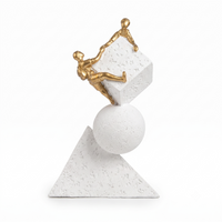 Anupam Premium Golden Teamwork Balance Showpiece with Geometric White Base | Motivational Home & Office Décor