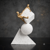 Anupam Premium Golden Teamwork Balance Showpiece with Geometric White Base | Motivational Home & Office Décor
