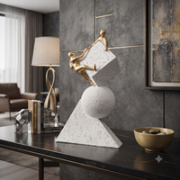 Anupam Premium Golden Teamwork Balance Showpiece with Geometric White Base | Motivational Home & Office Décor