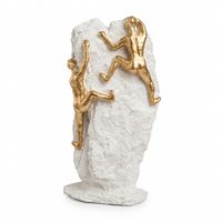 Anupam Premium Golden Rock Climbing Duo Showpiece with White Stone Base | Motivational Home & Office Décor