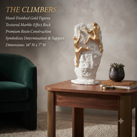 Anupam Premium Golden Rock Climbing Duo Showpiece with White Stone Base | Motivational Home & Office Décor