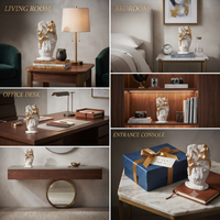 Anupam Premium Golden Rock Climbing Duo Showpiece with White Stone Base | Motivational Home & Office Décor