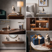 Anupam Premium Antique Gold Couple Showpiece with Abstract Ivory Sculpture | Modern Home & Office Décor