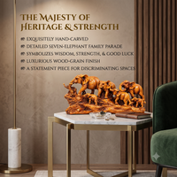 Anupam Premium Elephant Family Decorative Showpiece with Wood-Finish Look | Premium Home & Office Decor Figurine