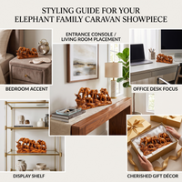 Anupam Premium Elephant Family Decorative Showpiece with Wood-Finish Look | Premium Home & Office Decor Figurine