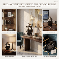Anupam Premium Abstract Couple Reading Book Showpiece | Black & Gold Modern Home and Office Décor Figurine