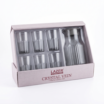 Anupam Crystal Vein 7-Piece Glass Lemon Set with Jug & 6 Glasses | Premium Drinkware Set