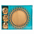 Anupam Premium Golden Dry Fruit Serving Set with Decorative Round Tray & 3 Lidded Containers | Festive & Gift Set