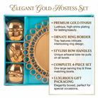 Anupam Premium Golden Dry Fruit Serving Set with Decorative Round Tray & 3 Lidded Containers | Festive & Gift Set
