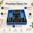 Anupam Premium Black 12-Piece Tea & Snack Serving Set with Cups, Saucers & Leaf-Shaped Plates | Elegant Tableware Set