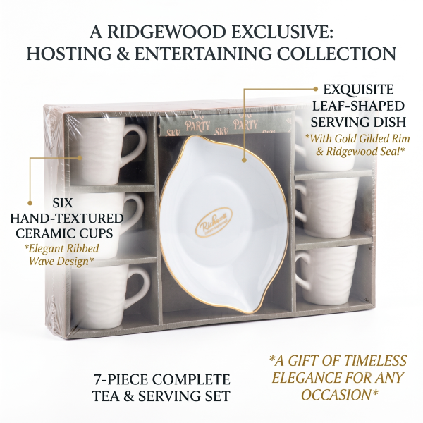 Anupam Premium 7-Piece White Tea & Coffee Cup Set with Designer Serving Plate | Elegant Gift Set