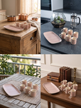 Anupam Premium 7-Piece Pink Ceramic Tea Cup & Serving Tray Set | 6 Cups with Matching Designer Tray