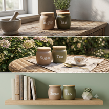 Anupam Premium Tea & Sugar Storage Jar Set with Wooden Lids | 2-Piece Kitchen Canister Set