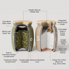 Anupam Premium Tea & Sugar Storage Jar Set with Wooden Lids | 2-Piece Kitchen Canister Set