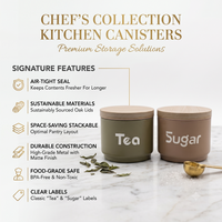 Anupam Premium Quality Tea & Sugar Storage Jar Set with Wooden Lids | 2-Piece Kitchen Canister Set