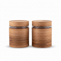 Anupam Premium Wooden Feel Glass Storage Jar Set with Lids | 2-Piece Kitchen Canister Set