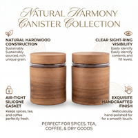 Anupam Premium Wooden Feel Glass Storage Jar Set with Lids | 2-Piece Kitchen Canister Set