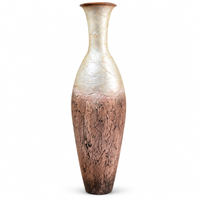 Ivory & Brown Wood-Grain Textured Metal Floor Vase - 29 inches (H) × 8 inches (W) - image 6