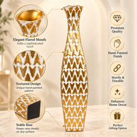 Gold & White Geometric Textured Metal Floor Vase - 28.5 inches (H) × 5.5 inches (W) - image 3