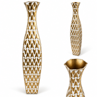 Gold & White Geometric Textured Metal Floor Vase - 28.5 inches (H) × 5.5 inches (W) - image 5