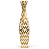 Gold & White Geometric Textured Metal Floor Vase - 28.5 inches (H) × 5.5 inches (W) - image 7