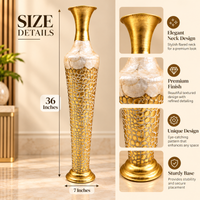 Gold & Ivory Mosaic-Effect Textured Metal Floor Vase - 36 inches (H) × 7 inches (W) - image 2