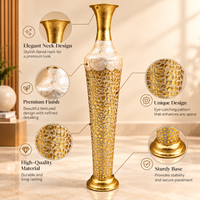 Gold & Ivory Mosaic-Effect Textured Metal Floor Vase - 36 inches (H) × 7 inches (W) - image 3