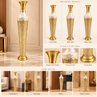 Gold & Ivory Mosaic-Effect Textured Metal Floor Vase - 36 inches (H) × 7 inches (W) - image 4